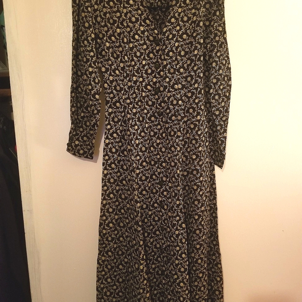 Vintage 90s compagni international Express black floral dress size 9/10
